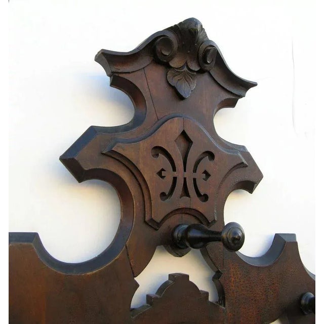 1870 Victorian Walnut Hall Tree With Mirror For Sale - Image 4 of 10