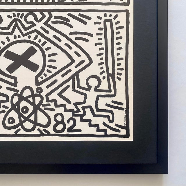 Keith Haring Vintage 1982 Lithograph Print " Nuclear Disarmament " Framed Pop Art Poster For Sale - Image 14 of 15