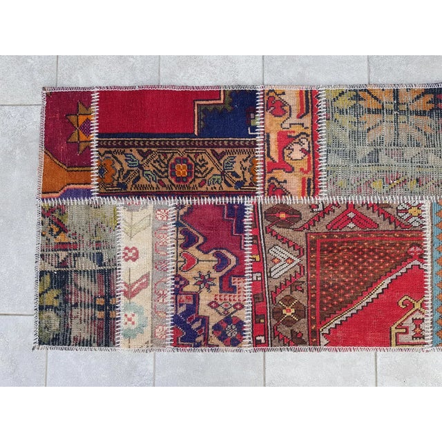 Red Mid 20th Century Red Oushak Anatolian Floral Runner For Sale - Image 8 of 10