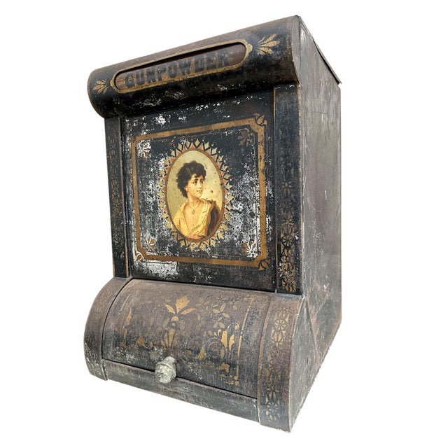 A beautiful antique mercantile large metal toleware countertop display/dispenser. Circa early to mid 1900’s, this once sat...