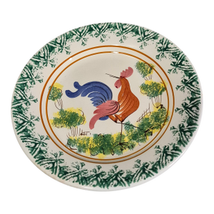 Vintage Rustic Italian Hand Painted Rooster 9.75'' Wall Hanging Plate