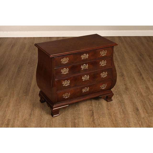 Chinese Henredon Chinese Chippendale Style Pair of Mahogany Bombe Chests For Sale - Image 3 of 18