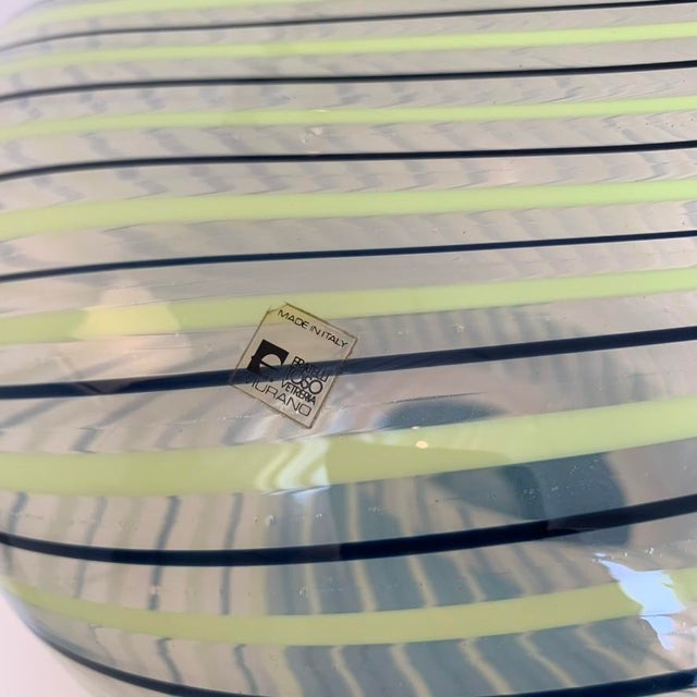 Black Striped Murano Glass Table Lamp from Fratelli Toso, Italy, 1960s For Sale - Image 8 of 13