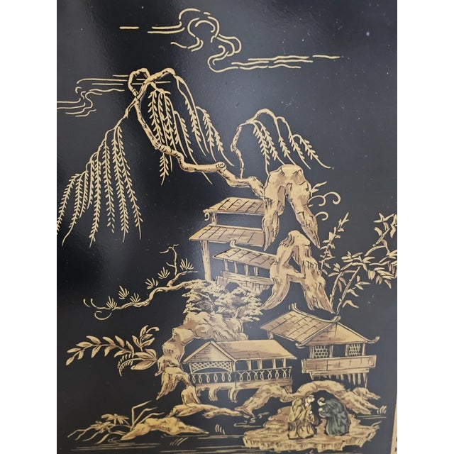 Late 20th Century Late 20th Century Drexel Heritage Black Lacquer Et Cetera Chinoiserie China Cabinet Bookcase For Sale - Image 5 of 15