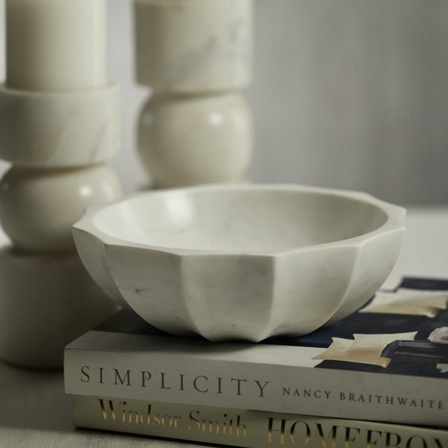 Fulham Scalloped Marble Bowl For Sale - Image 4 of 5
