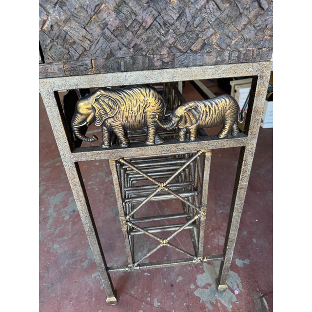 1970s Vintage Maitland-Smith Lighted Elephant Bar Cabinet For Sale - Image 12 of 14