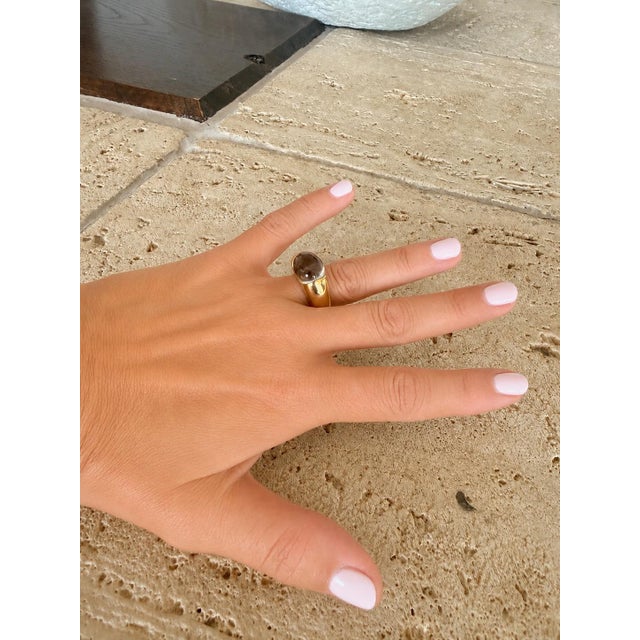 Vintage Baccarat 18k Gold Crystal Dome Statement Ring, French Modernist, Size 6.5 For Sale - Image 12 of 13