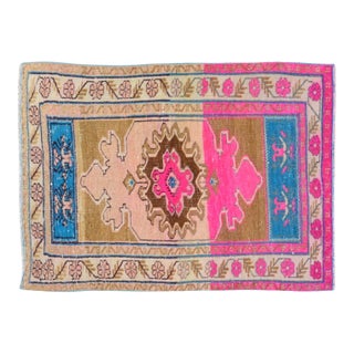 Vintage Turkish Anatolian Hand Knotted Wool Rug, 2'7x3'8 For Sale