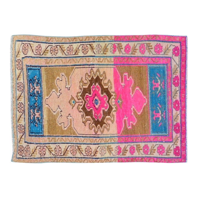 Vintage Turkish Anatolian Hand Knotted Wool Rug, 2'7x3'8 For Sale