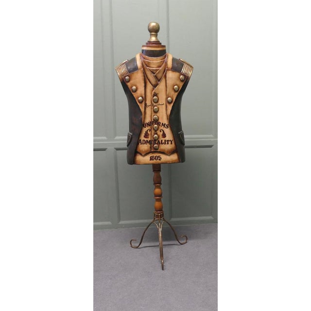 Dressed Shop Display Mannequin, in Antique Navy Uniform A Fibreglass mannequin dressed in 1805 Naval uniform, set on a...