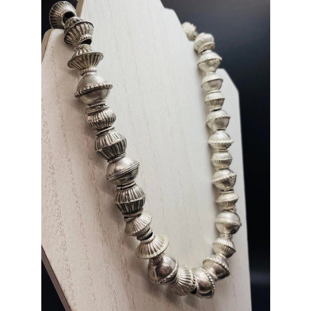 Islamic Antique Afghani Silver Balochi Bead Necklace. Antique Afghanistan Jewelry For Sale - Image 3 of 11