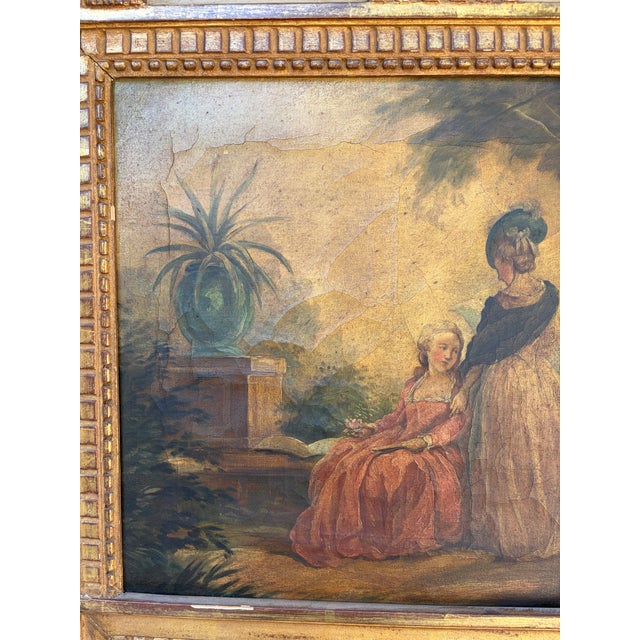 Late 19th Century French Louis XVI Giltwood Trumeau Mirror With Figural Oil Painting For Sale In South Bend - Image 6 of 13