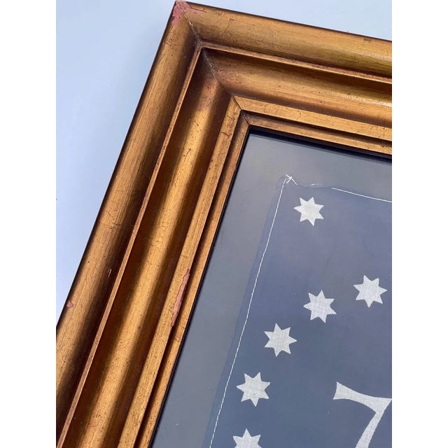Real Vintage American Revolutionary Flag Bicentennial 13 Star Cotton in Gilt Antique Frame For Sale In Philadelphia - Image 6 of 7