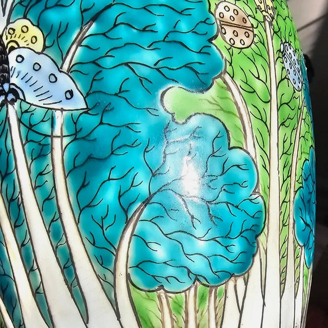Antique Qing Dynasty Ginger Jar Famille Verte Bok Choy & Buttefly Signed For Sale In Atlanta - Image 6 of 9