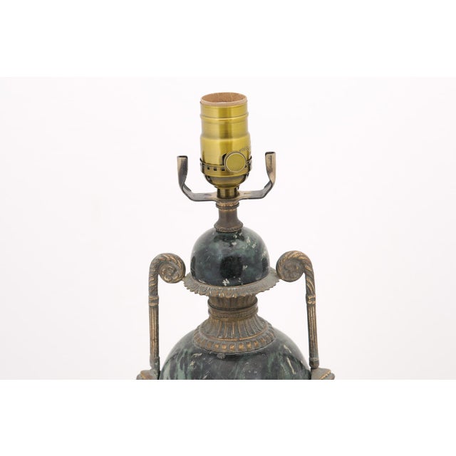 Early 20th Century Early 20th Century Louis XVI Verde Antico Marble & Bronze Lamp France - a Pair For Sale - Image 5 of 9