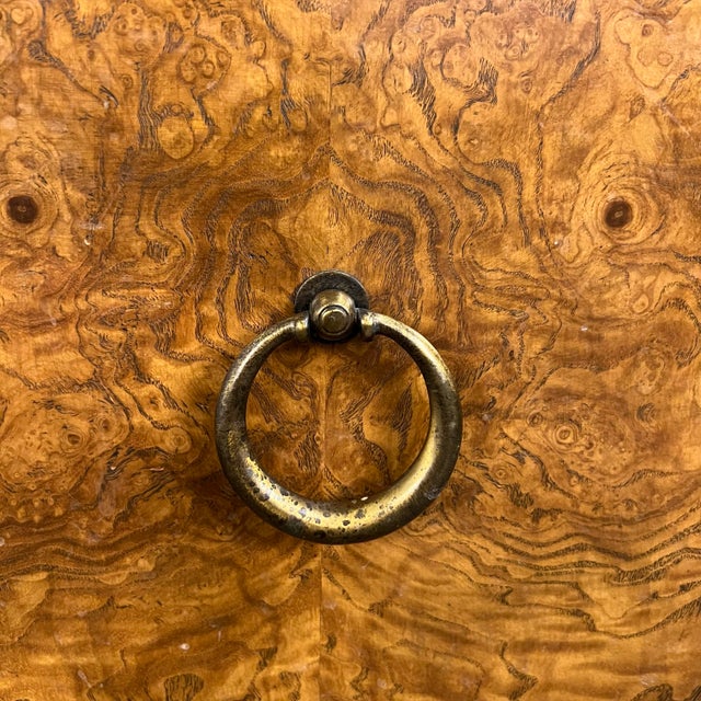 Baker Burl Veneered Chest of Drawers With Brass Pulls For Sale - Image 10 of 12