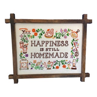 Vintage Framed Kitchen Textile For Sale