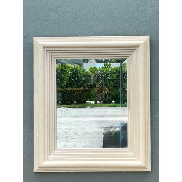 Cream Vintage Stacked Wood Mirror For Sale - Image 8 of 12