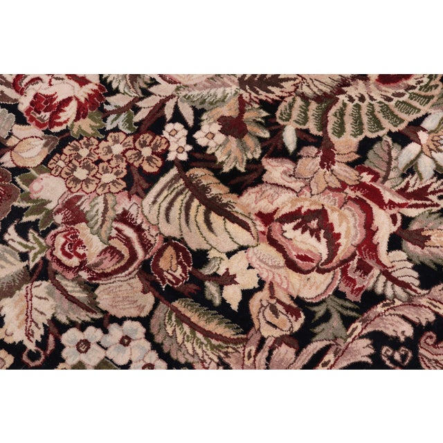 Shabby Chic Art Nouveau Inspired 1990's Pak-Persian Black/Tan Wool Rug - 10'1'' X 14'0'' For Sale - Image 3 of 9