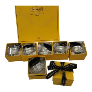 New 1990s Set of 6 Refined Sterling Silver Round Napkin Rings, Gadroon. For Sale