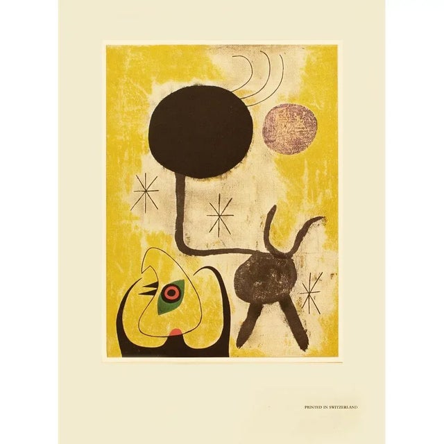 1940s After Joan Miró "Woman and Birds in Front of the Sun", First Edition Swiss Lithograph For Sale In Dallas - Image 6 of 7