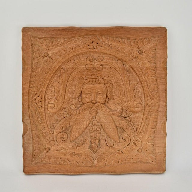 French Vintage French Oak Wood Carved Wall Decor Panel For Sale - Image 3 of 7