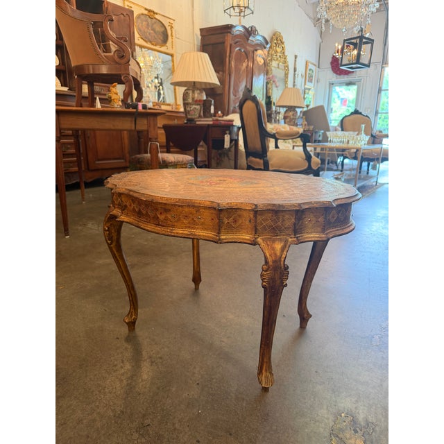 Early 20th-Century Antique Venetian Rococo Painted & Gilt Coffee Table For Sale In Atlanta - Image 6 of 6