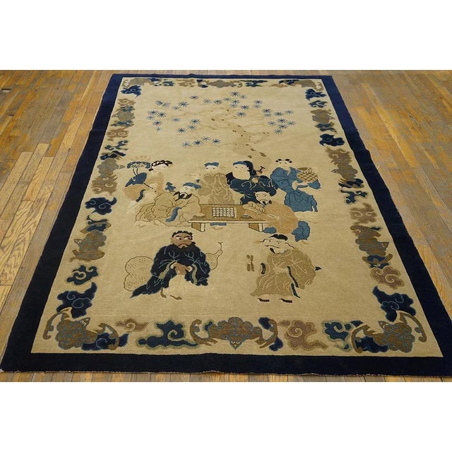 Early 20th Century Chinese Peking Carpet with Eight Immortals Playing Weiqi "Go" ( 4'9" x 7'3" - 145 x 221 )
