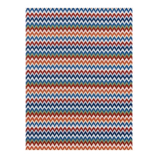 The House of Scalamandré Rainbow Mountain Crewel Fabric, Cobalt Rouge For Sale