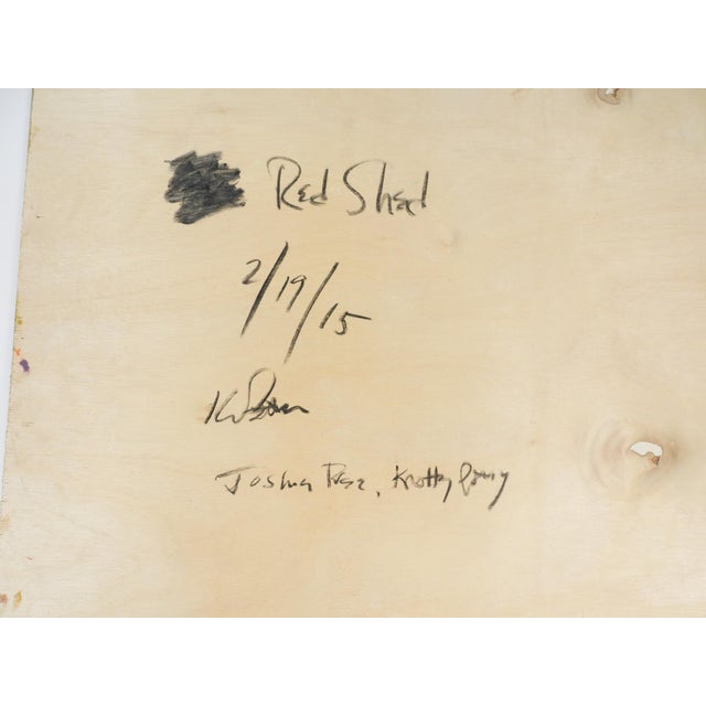 Wood Contemporary Expressionist Joshua Tree Red Shed Landscape Painting For Sale - Image 7 of 9