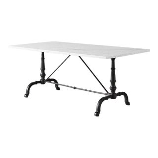 Williams Sonoma La Coupole Carrara Marble & Iron Dining Table, 72” For Sale