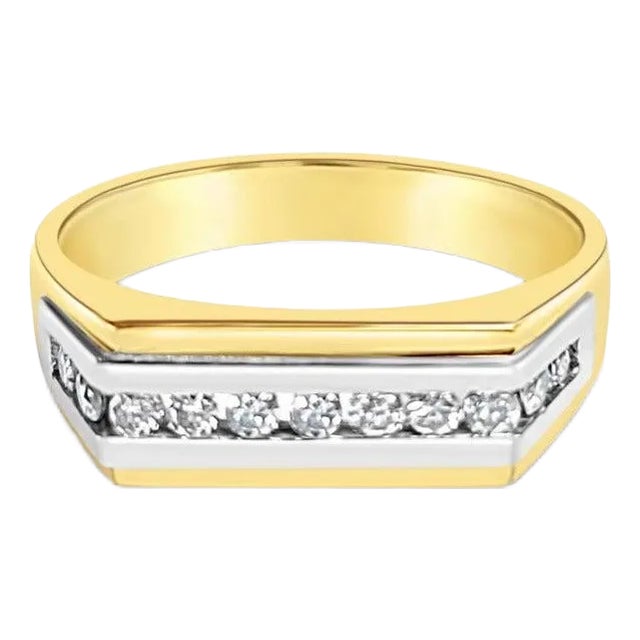 Diamond Channel Set Ring .33cttw 14k Two-Toned Gold, Size 10.5 For Sale
