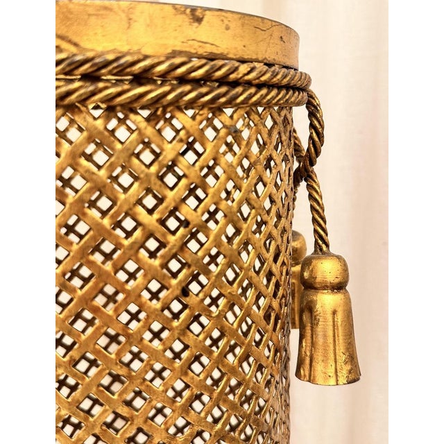 Metal Mid-Century Gold Color Umbrella Stand by Li Puma, 1960s For Sale - Image 7 of 16