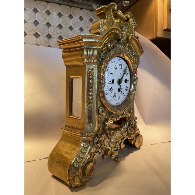 18th Century Gilt Wooden Swiss Quarter Strike Bracket Clock For Sale In Los Angeles - Image 6 of 13