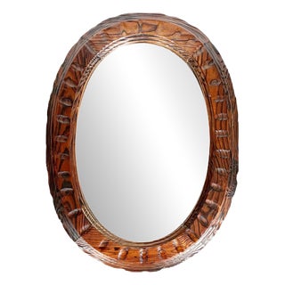 Wooden Chalet Mirror in Dark Brown, France, 1960s For Sale