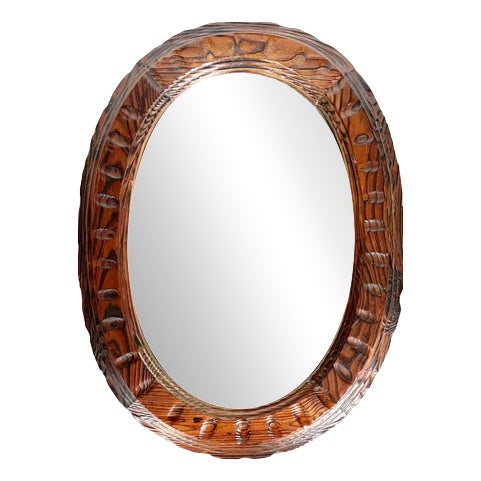 Wooden Chalet Mirror in Dark Brown, France, 1960s For Sale