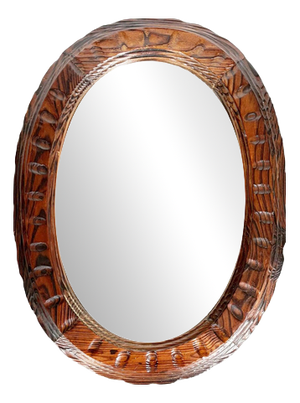 Wooden Chalet Mirror in Dark Brown, France, 1960s