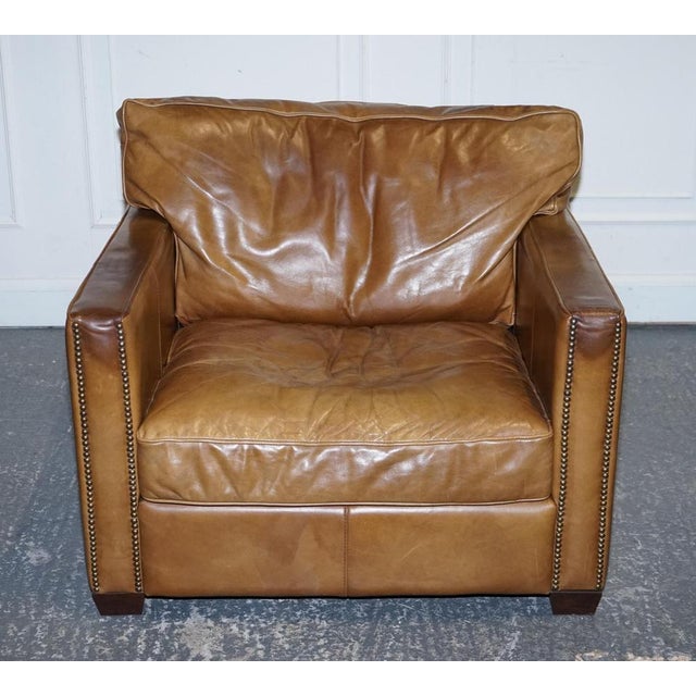 Tan Leather Armchairs by Timothy Oulton Viscount For Sale - Image 12 of 18