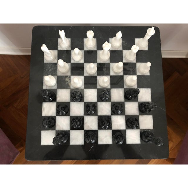 Vintage White and Black Volterra Marble Chess Board, 1950s For Sale - Image 3 of 14