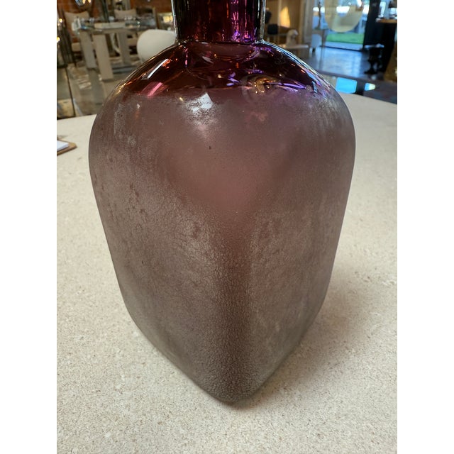 1970s Amethyst Glass Vase With Frosted Craquelure Body, 1970s For Sale - Image 5 of 7