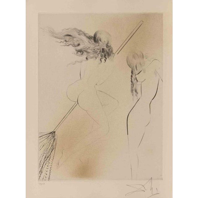 Etching on chamois-colored laid paper, realized by Dalì in 1968/69. Plate from "Faust (La Nuit de Walpurgis), published by...