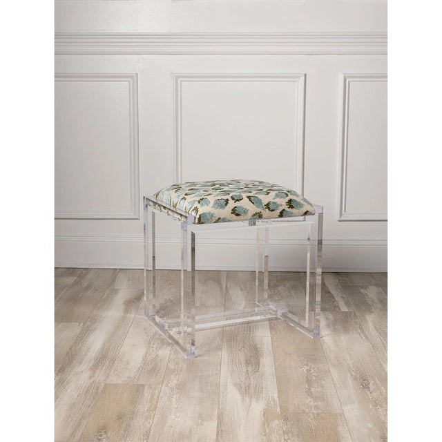 Port 68 Glencoe Ocelot Celadon Lucite Bench For Sale - Image 4 of 7