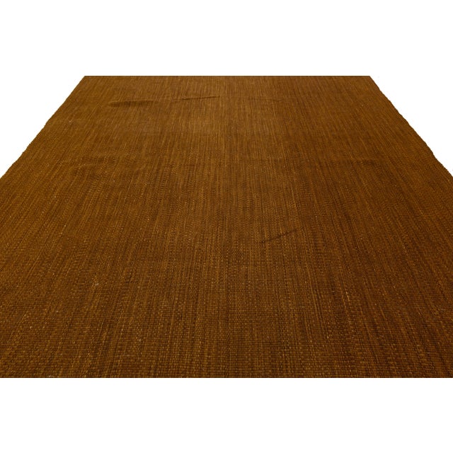 Contemporary Contemporary Earth-Tone Flatweave Kilim Wool Area Rug 10x16 For Sale - Image 3 of 11