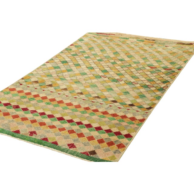 Rug & Kilim Vintage Zeki Müren Rug in Cream With Colorful Geometric Pattern | Rug & Kilim For Sale - Image 4 of 7