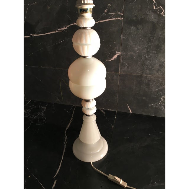 Large White Glass Table Lamp, 1970s For Sale - Image 12 of 18