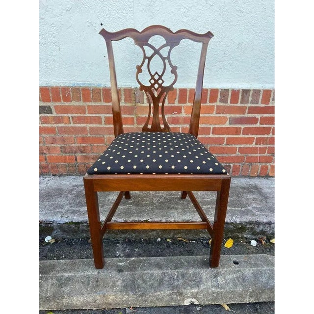 Wood 1960s Vintage Chippendale Style Solid Cherry Dining Chairs- Set of 8 For Sale - Image 7 of 12