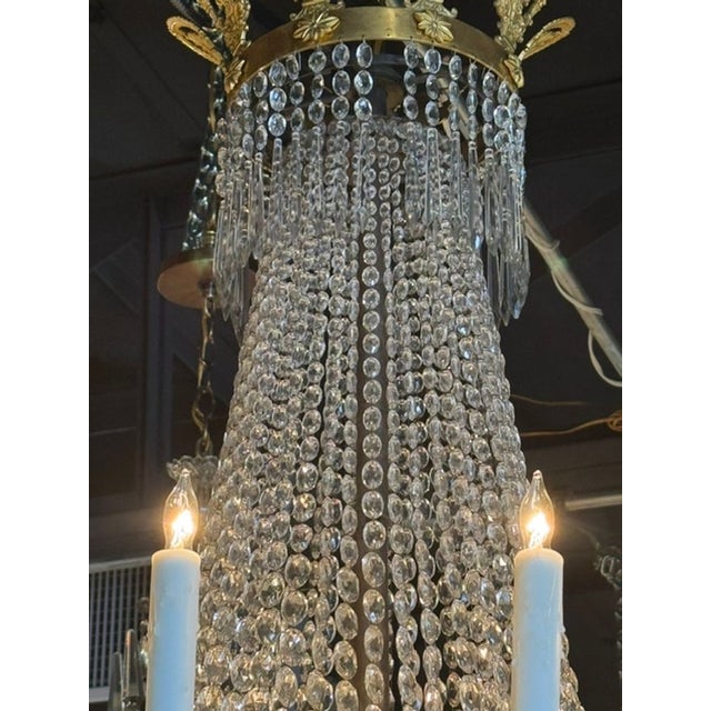 19th Century Fine 19th C. French Empire Bronze and Crystal Chandelier For Sale - Image 5 of 9