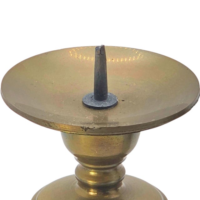 Mid-Century Indian Brass & White Marble Candlesticks Pair For Sale In San Francisco - Image 6 of 11