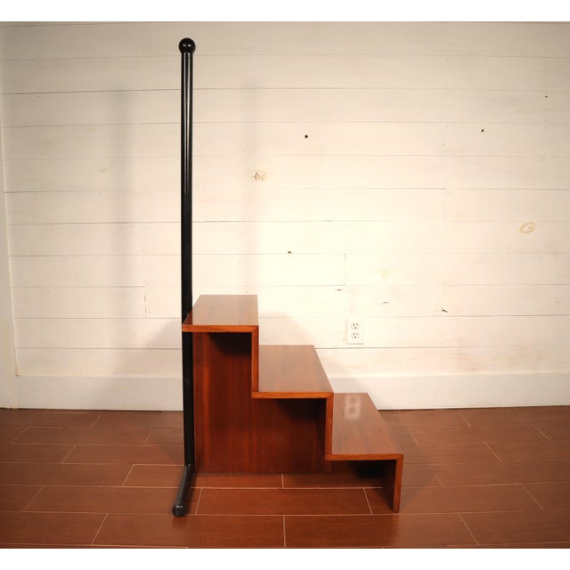 Vintage modern style mahogany library step ladder or stool. It's probably from the 1970's or 80's. It is in very good...