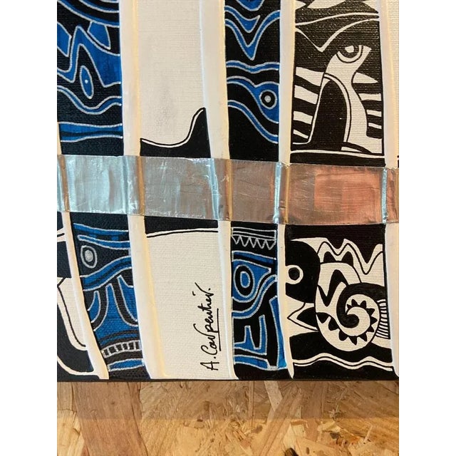 Stained glass - alain carpentier horizontal format - 25 landscape (81cm x 60cm) pencil and acrylic paint on canvas and...